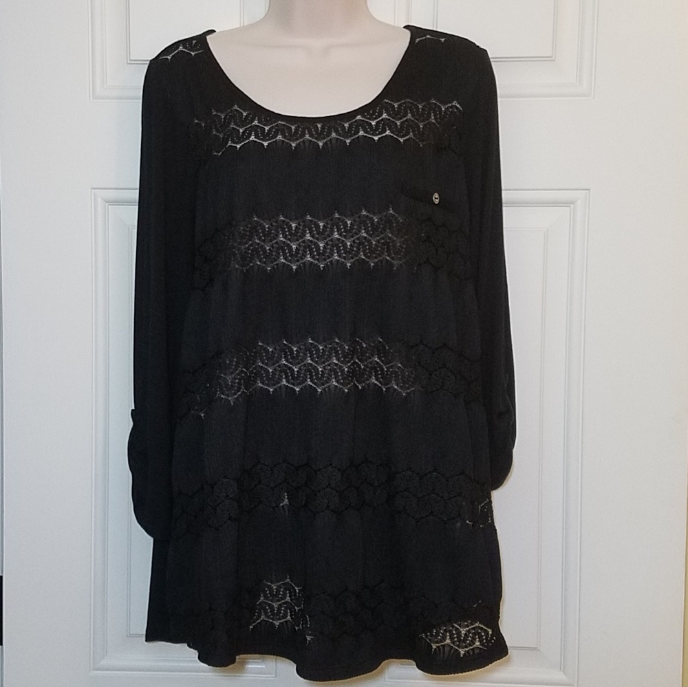 Maurices Black Textured Top Size 2